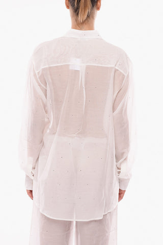 Camicia Copricostume in Chiffon con Cristalli