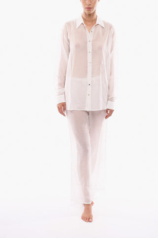 Camicia Copricostume in Chiffon con Cristalli