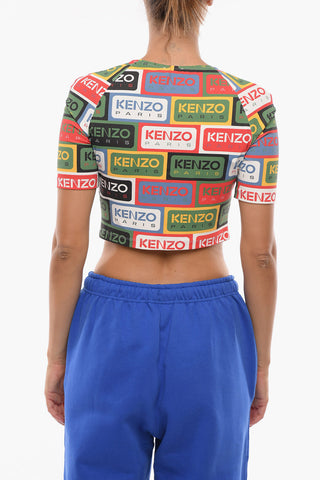 Crop Top Logato con Ampia Scollatura