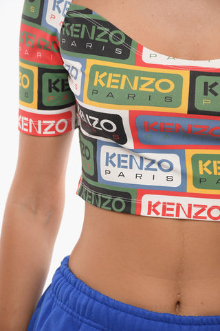 Crop Top Logato con Ampia Scollatura