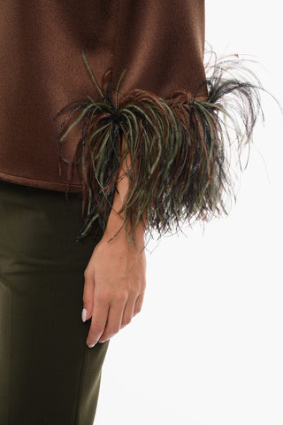 Satin Top with Removable Ostrich Feathers Detail