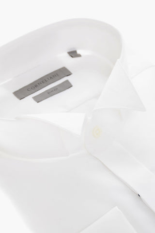 Cotton Slim Fit Shirt with Cufflinks and Wing-tip Collar