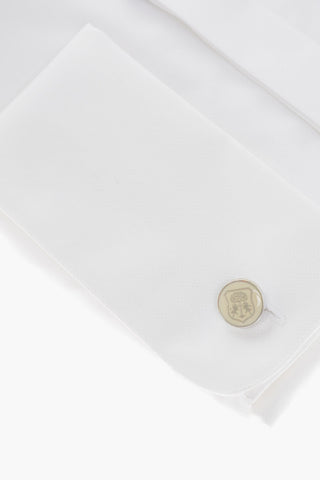 Cotton Slim Fit Shirt with Cufflinks and Wing-tip Collar