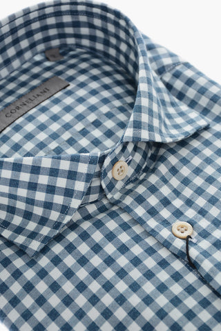Gingham Motif Cotton Shirt