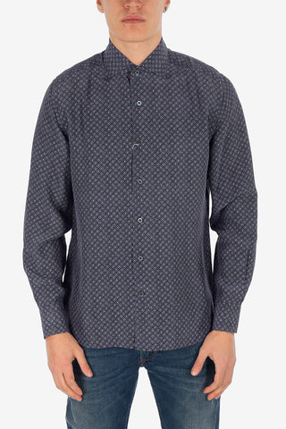ID Camicia in Seta con Motivo Geometrico