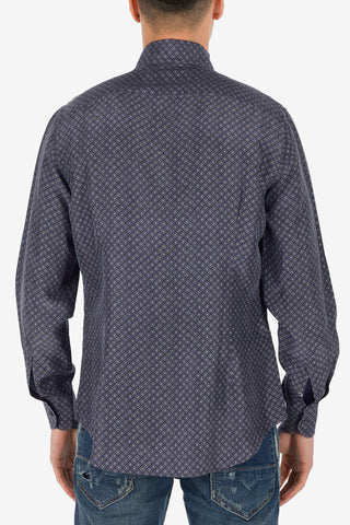 ID Camicia in Seta con Motivo Geometrico