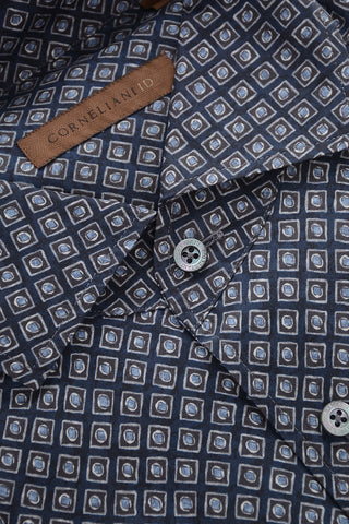 ID Camicia in Seta con Motivo Geometrico