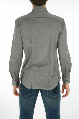 Standard Collar Bird's Eye Cotton Shirt