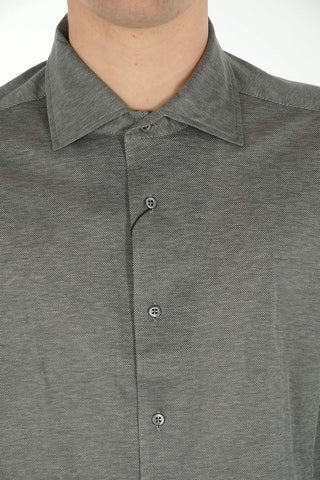 Standard Collar Bird's Eye Cotton Shirt