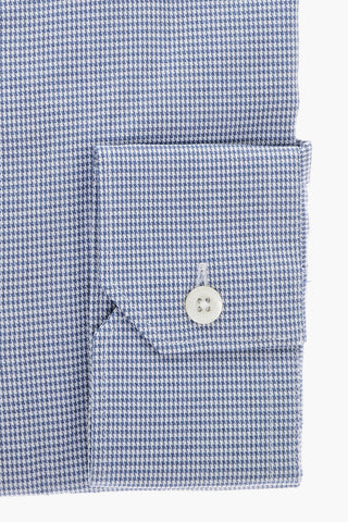 Cotton Slim Fit Shirt with Houndstooth Motif