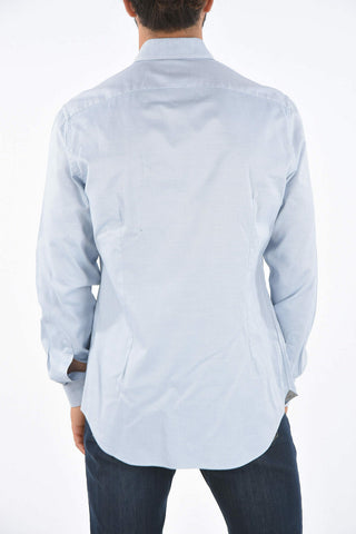 Cotton Slim Fit Shirt with Houndstooth Motif