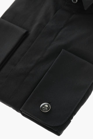Cotton Slim Fit Shirt with Cufflinks and Wing-tip Collar