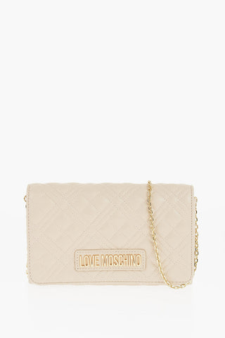 LOVE Quilted Faux Leather Bag with Golden Chain Shoulder Strap