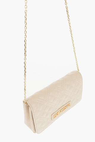 LOVE Quilted Faux Leather Bag with Golden Chain Shoulder Strap