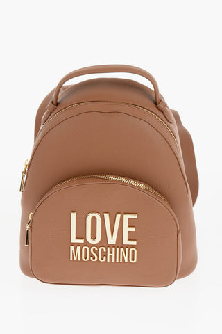 LOVE Zaino in Ecopelle a Tinta Unita con Logo Dorato