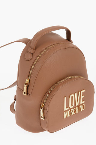 LOVE Zaino in Ecopelle a Tinta Unita con Logo Dorato