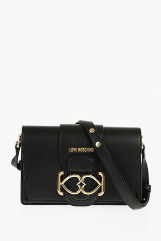 LOVE Borsa a Spalla LOVE BRIDGE in Ecopelle con Passante Doppio Cuore in Metallo