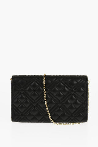 LOVE Quilted Faux Leather Bag with Golden Chain Shoulder Strap