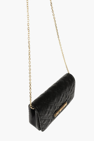 LOVE Quilted Faux Leather Bag with Golden Chain Shoulder Strap