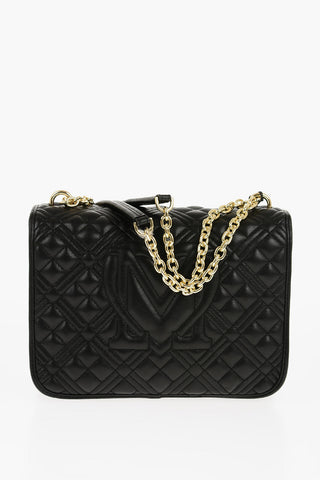 LOVE Quilted Faux Leather Bag with Chain Shoulder Strap