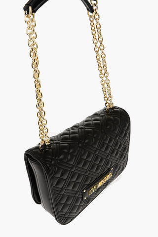 LOVE Quilted Faux Leather Bag with Chain Shoulder Strap