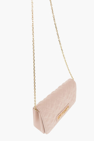 LOVE Borsa in Ecopelle Trapuntata con Tracolla a Catena Dorata 