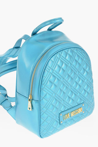 LOVE Quilted Laminated Faux Leather Backpack