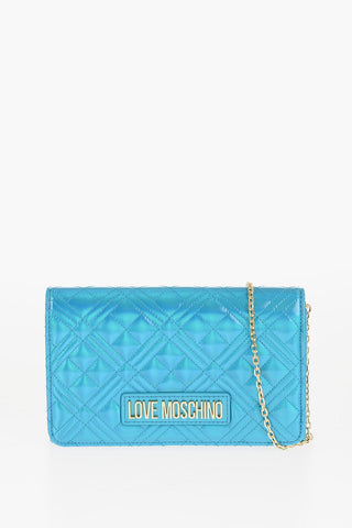 LOVE Borsa in Ecopelle Laminata con Tracolla a Catena
