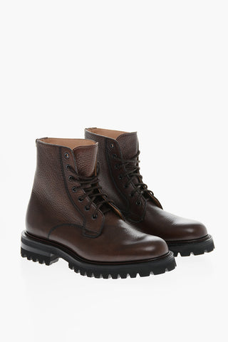 Textured Leather COALPORT Combat Booties with Carrion Sole
