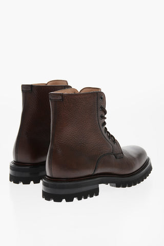 Textured Leather COALPORT Combat Booties with Carrion Sole