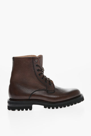 Textured Leather COALPORT Combat Booties with Carrion Sole