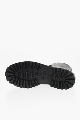 Textured Leather COALPORT Combat Booties with Carrion Sole