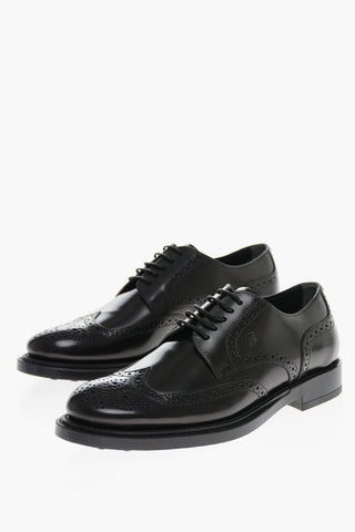 Brushed Leather Brogue Derby Shoes