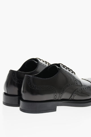 Brushed Leather Brogue Derby Shoes