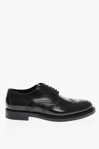 Brushed Leather Brogue Derby Shoes