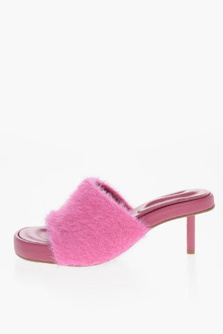 Eco-fur ARGILLA Mules with Cylindrical Heel 5cm
