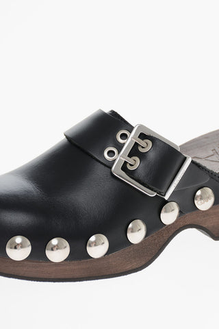 Studded Leather Clog Mules