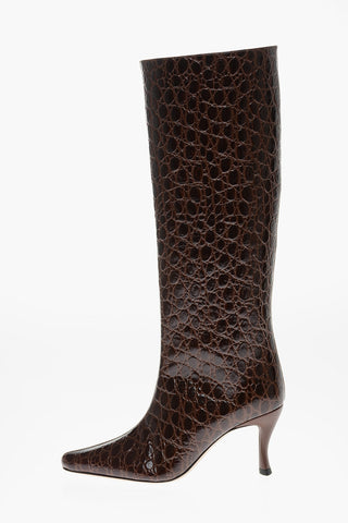 Crocodile Embossed Leather STEVIE Under the knee Boots 8cm