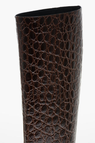 Crocodile Embossed Leather STEVIE Under the knee Boots 8cm