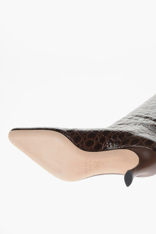 Crocodile Embossed Leather STEVIE Under the knee Boots 8cm
