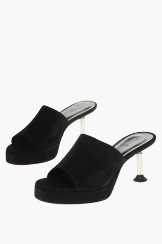 Mules in Suede CALA con Tacco in Plexiglass 7cm
