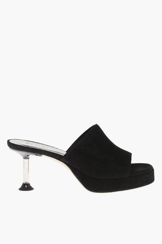 Mules in Suede CALA con Tacco in Plexiglass 7cm