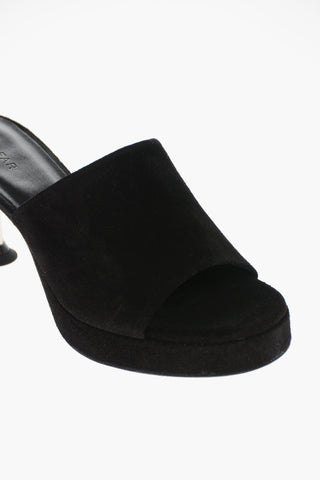 Mules in Suede CALA con Tacco in Plexiglass 7cm