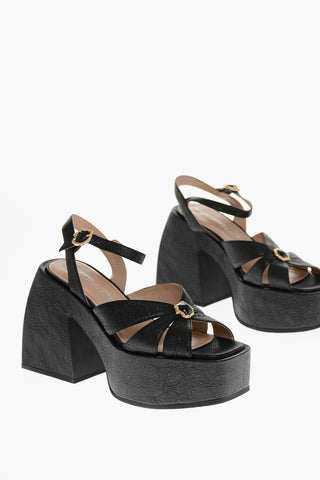 Sandali Platform BULLA AURORA in Pelle Martellata 12cm