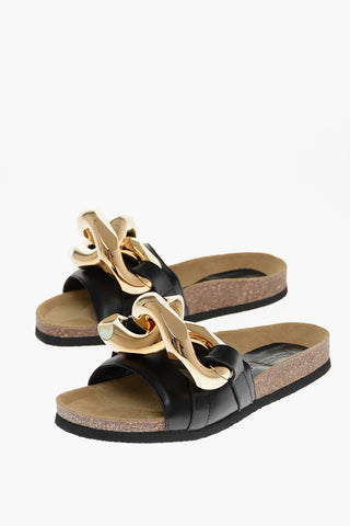 Slippers in Pelle CHAIN con Suola in Gomma