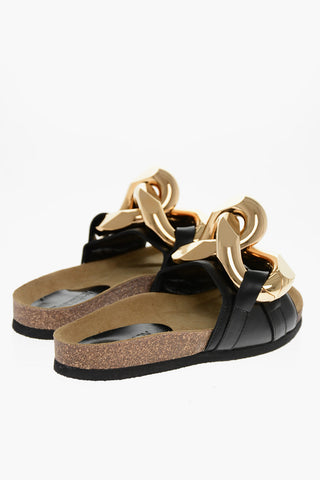 Slippers in Pelle CHAIN con Suola in Gomma