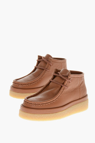 Textured Leather JAMIE Lace-up Booties