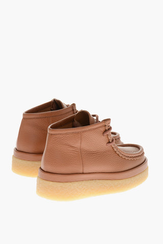 Textured Leather JAMIE Lace-up Booties