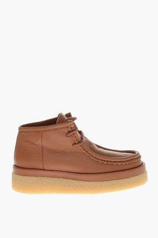 Textured Leather JAMIE Lace-up Booties