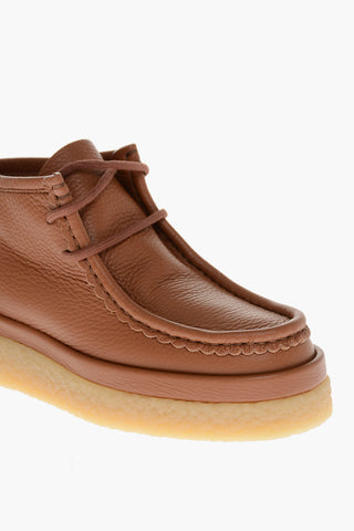 Textured Leather JAMIE Lace-up Booties